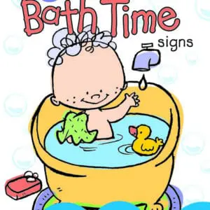 Baby Signs® My Bath Time Signs Video featuring puppets and signing babies teaching bath, bubbles, duck, and toothbrush signs
