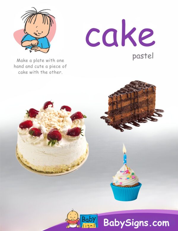 Baby Signs® Cake Poster – colorful sign language poster from the Birthday Signs Poster Pack