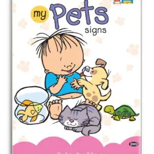 Baby Signs® My Pets Signs Video featuring adorable signing babies teaching pet signs like dog, cat, fish, bird, turtle, and bunny
