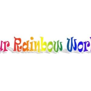 Our Rainbow World colorful rainbow text logo