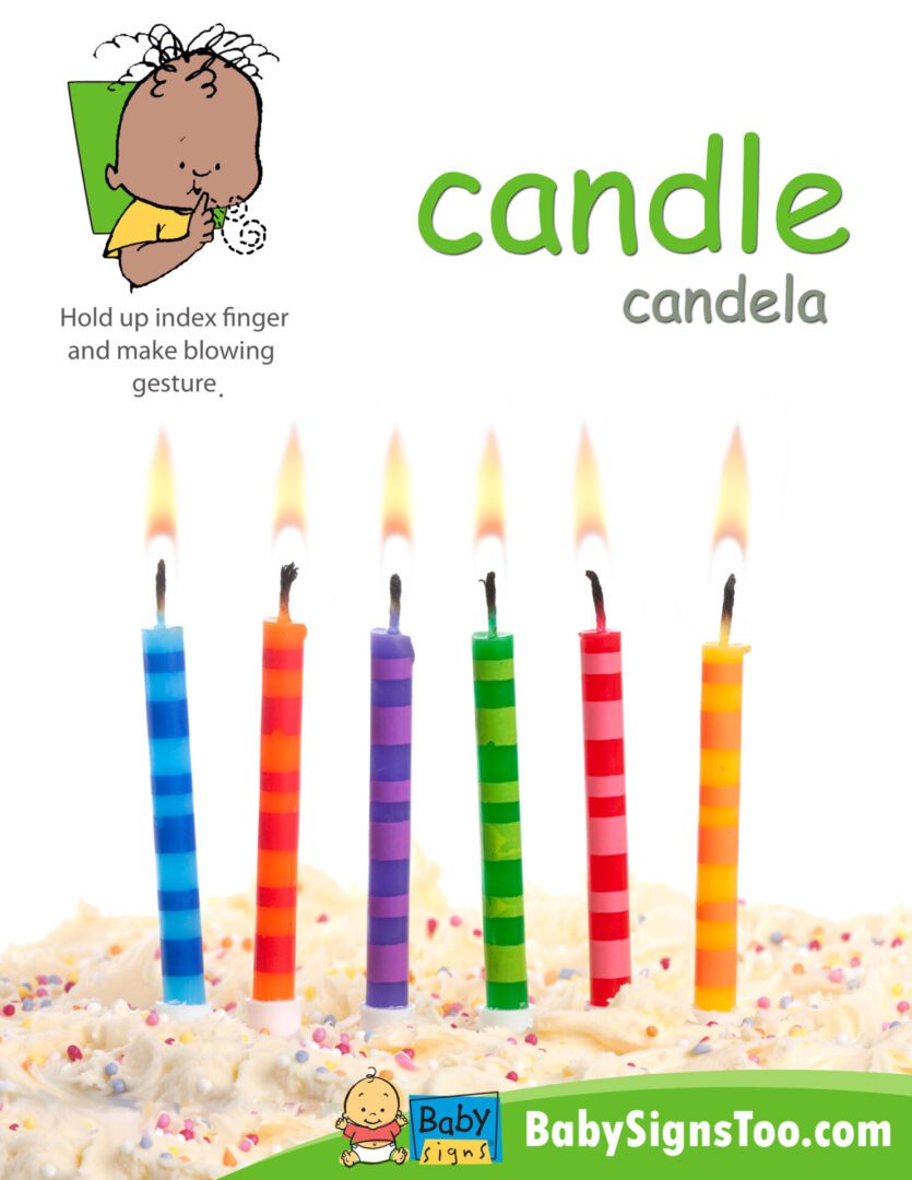 Candle Birthday Signs Poster Pack - baby signs - baby sign language poster.