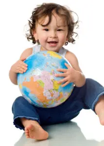 Baby with globe Baby with globe