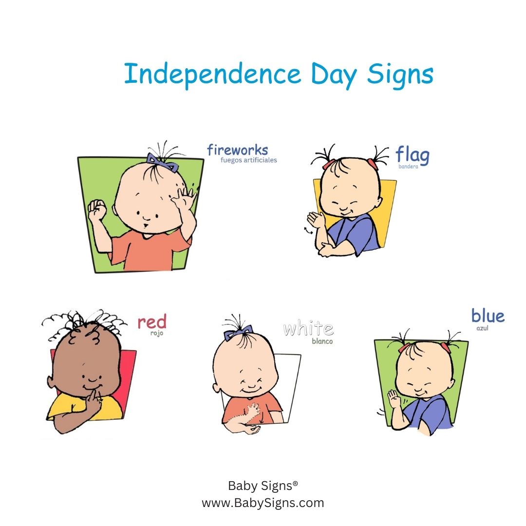 Baby sign language for Independence Day.