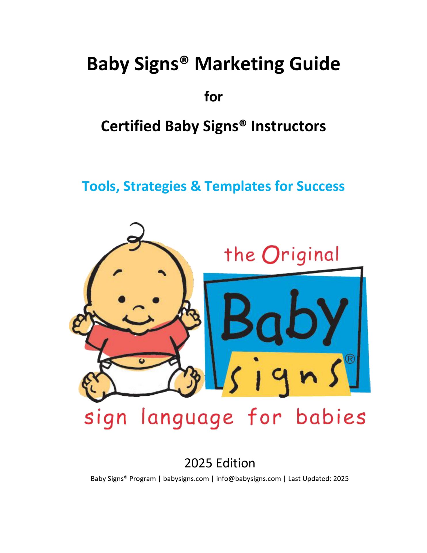 Cover of the Baby Signs® Marketing Guide for Certified Baby Signs® Instructors, 2025 edition