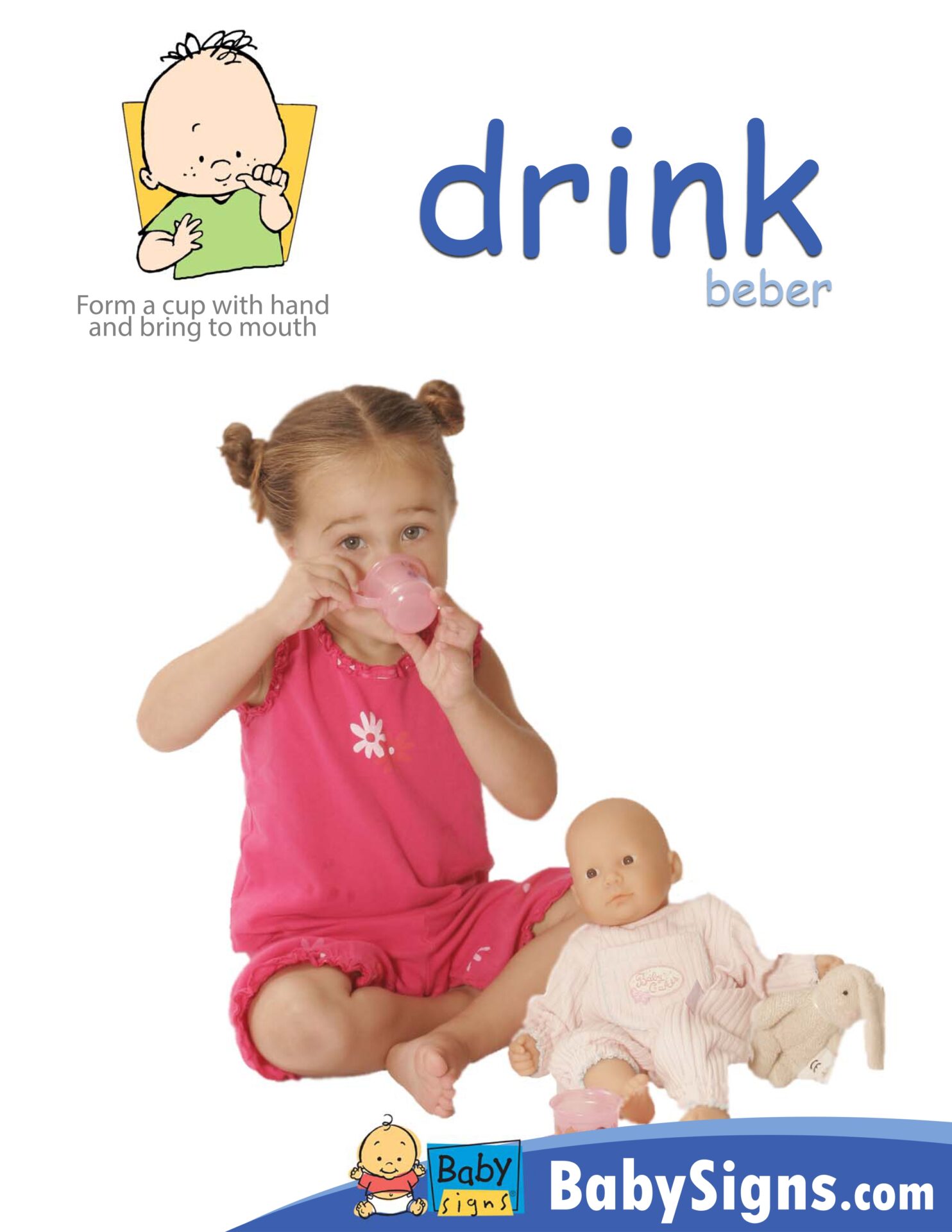 Baby Signs® poster showing the sign for DRINK from the Mealtime Signs Poster Pack