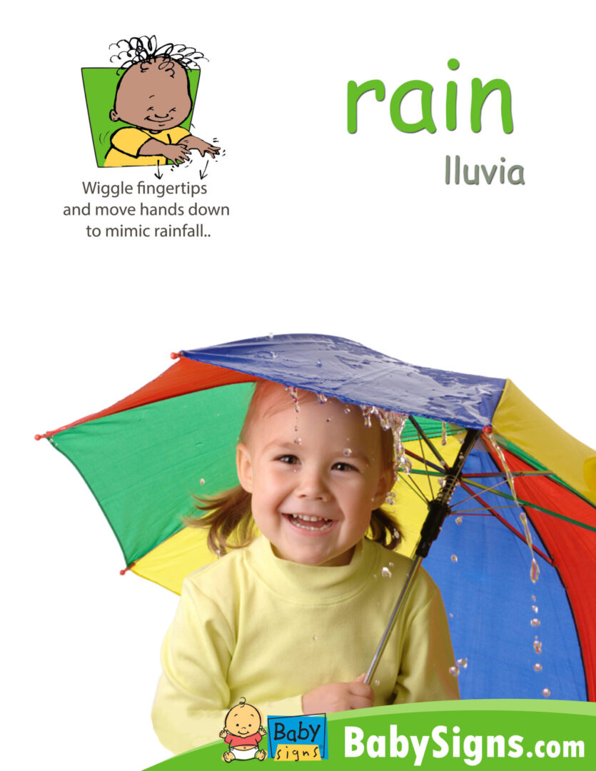 Baby Signs® weather poster showing the sign for rain from the Weather Signs Poster Pack